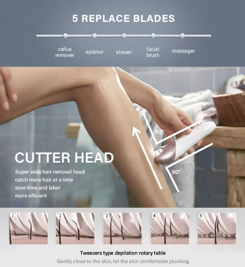 5 in 1 Women Electric Epilator Cordless Hair Removal