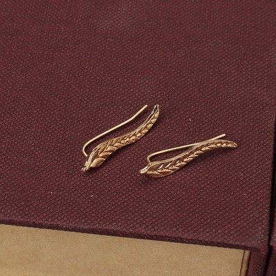 Long Vintage Leaf Stud Earrings