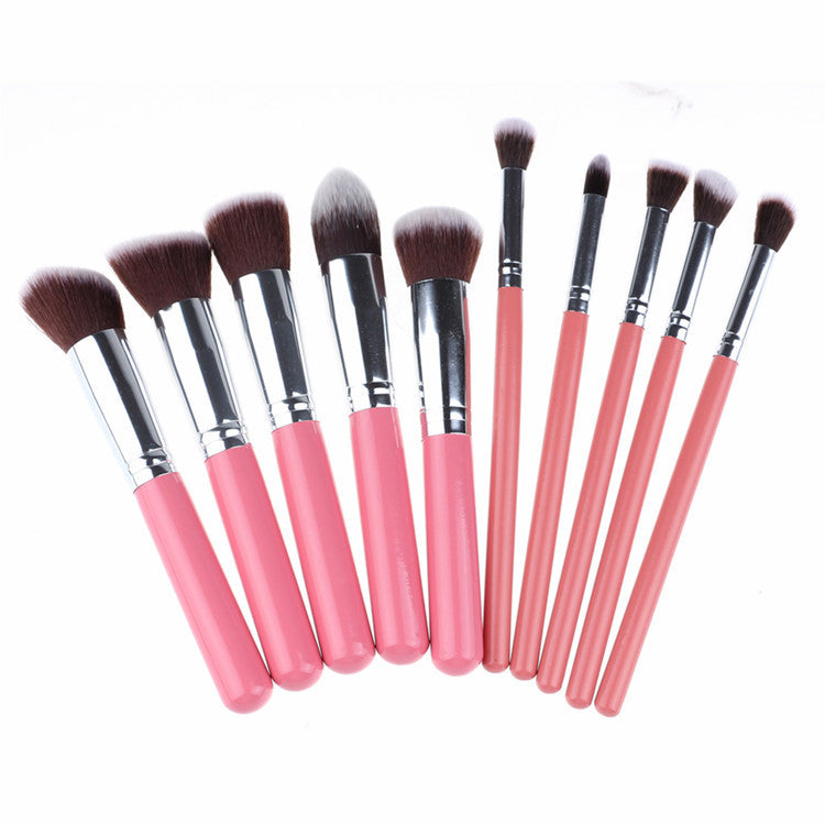 10pcs 5 Big 5 Small Makeup Brush Set Wooden Handle Makeup Brush