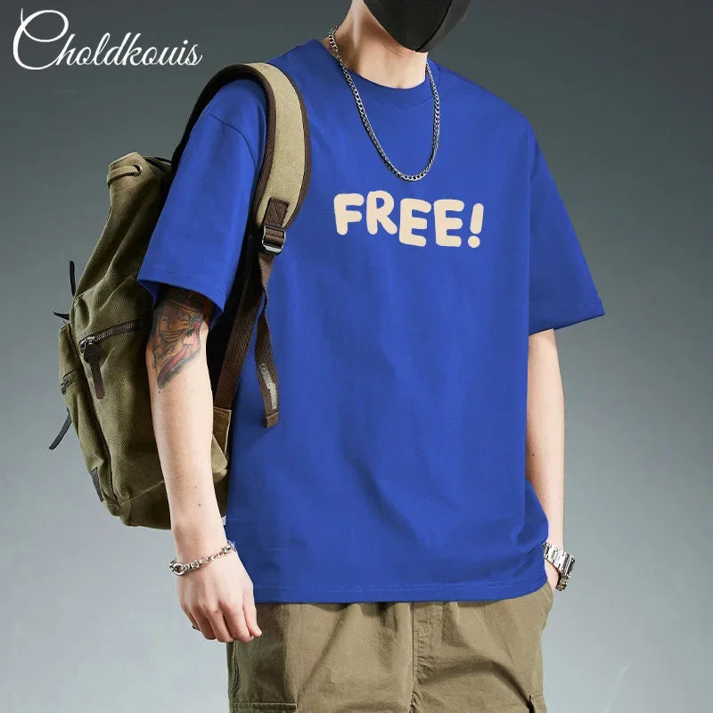 Trendy Pure Cotton Short Sleeve Men's T-Shirt Loose Fit Versatile Casual Half Sleeve Summer Time Fashion Icon Printed Tops