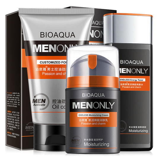 Boquanya Men&#039;s Skin Care Set Three-piece Hydrating Moisturizing Men&#039;s Facial Cleanser Toner Moisturizing Lotion Without Box