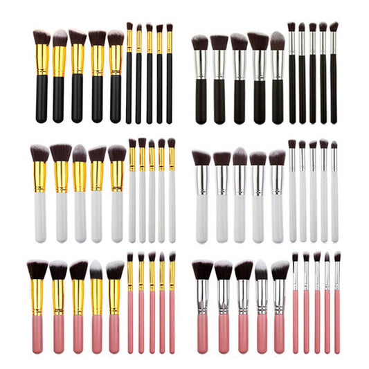 10pcs 5 Big 5 Small Makeup Brush Set Wooden Handle Makeup Brush