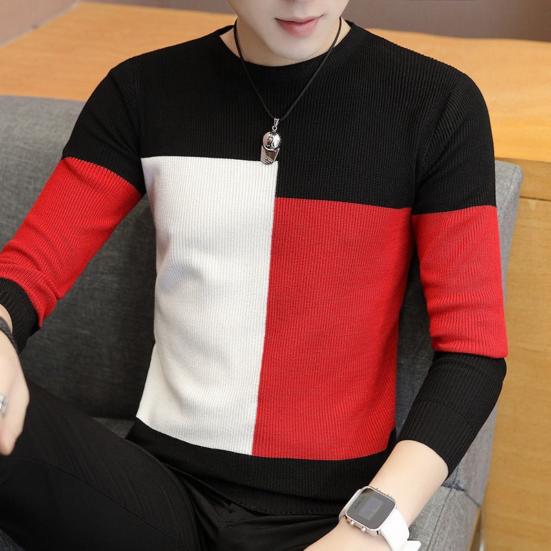Men&#039;s Autumn New 2020 Foreign Trade Men&#039;s Bottom Sweater Korean Style Clothes Slim Tops Men&#039;s Knitwear Wholesale