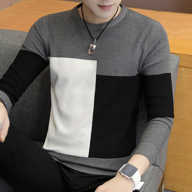 Men&#039;s Autumn New 2020 Foreign Trade Men&#039;s Bottom Sweater Korean Style Clothes Slim Tops Men&#039;s Knitwear Wholesale