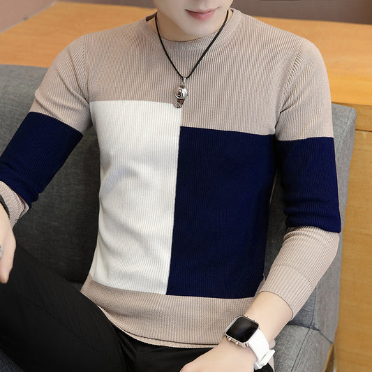 Men&#039;s Autumn New 2020 Foreign Trade Men&#039;s Bottom Sweater Korean Style Clothes Slim Tops Men&#039;s Knitwear Wholesale