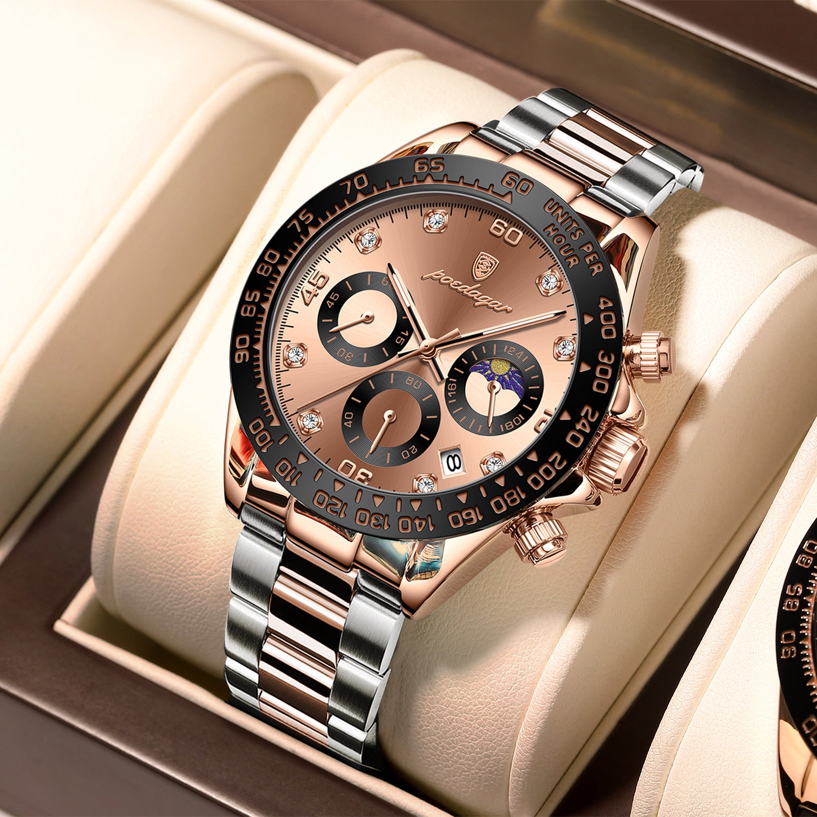 Swiss Brand Waterproof Men&#039;s Watch Multi-functional Fashion Steel Belt Quartz Watch Live Broadcast Foreign Trade Popular One-piece Delivery