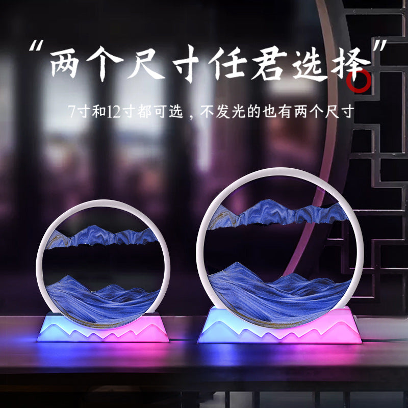 Creative Desktop Sand Painting Night Light LED Bedroom Atmosphere Hourglass Lamp Quicksand Painting Table Lamp Quicksand Lamp