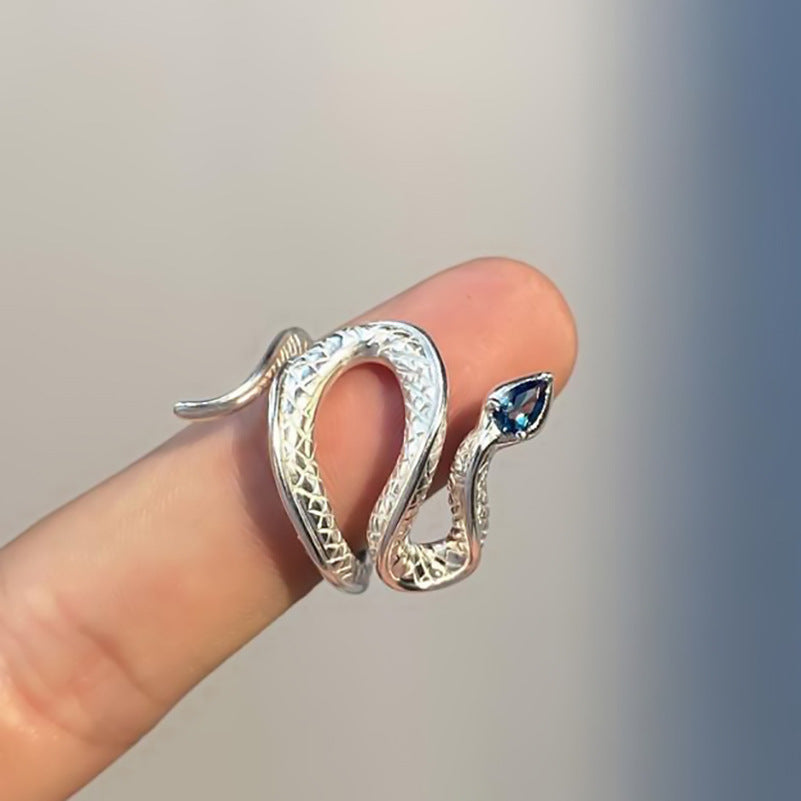 Snake Ring Female Topaz Fashion Personality Cool Wind Men&#039;s Light Luxury Open Adjustable Ring Senior