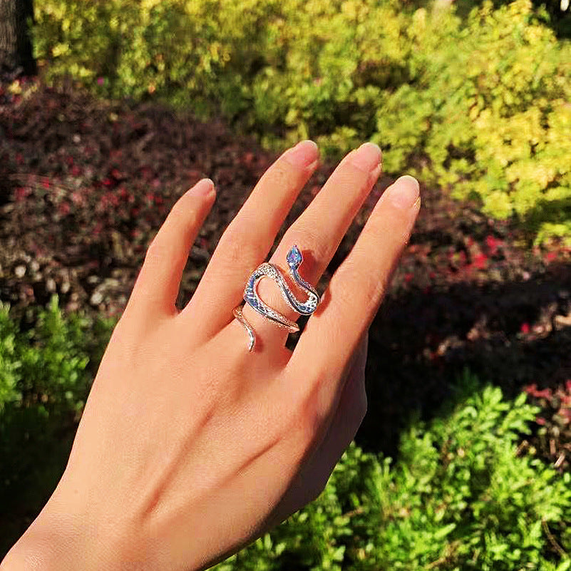 Snake Ring Female Topaz Fashion Personality Cool Wind Men&#039;s Light Luxury Open Adjustable Ring Senior