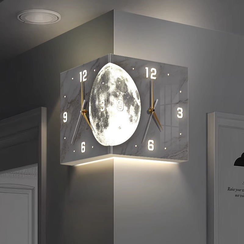 Living Room Luminous Creative Clock Advanced Sense Wall Clock Dining Room Corner Clock LED Light Wall Clock