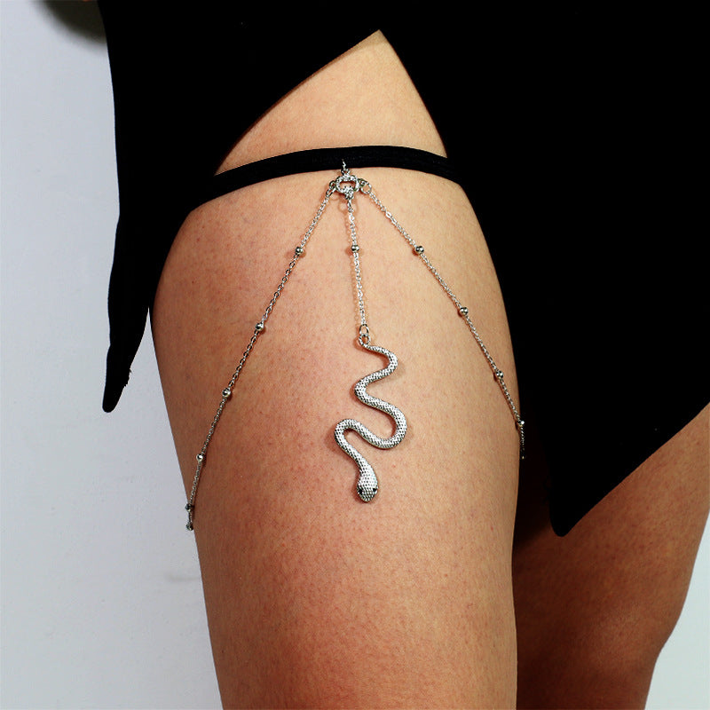 European And American Sexy Thigh Chain Elastic Snake Long Leg Chain Female Bohemian Fashion Multi-layer Chain Body Chain Jewelry