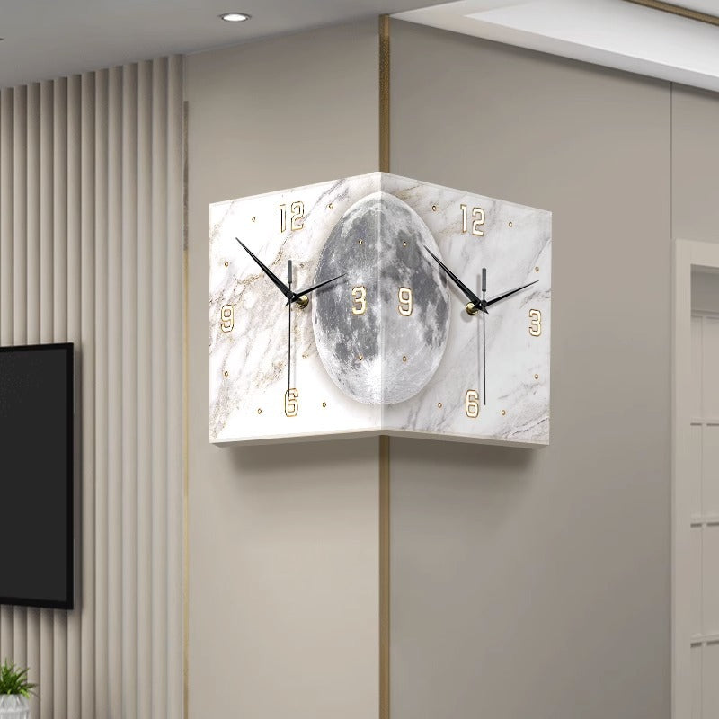 Living Room Luminous Creative Clock Advanced Sense Wall Clock Dining Room Corner Clock LED Light Wall Clock