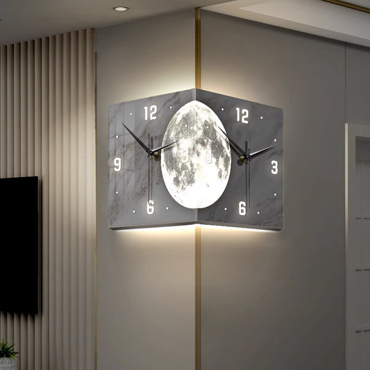 Living Room Luminous Creative Clock Advanced Sense Wall Clock Dining Room Corner Clock LED Light Wall Clock