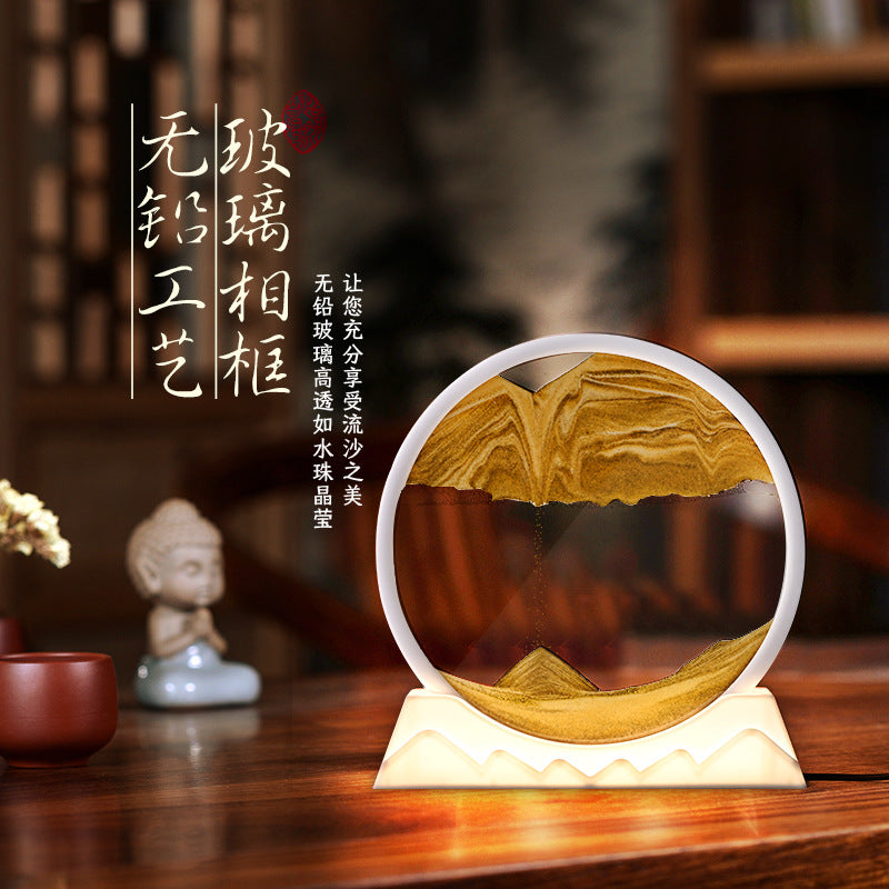 Creative Desktop Sand Painting Night Light LED Bedroom Atmosphere Hourglass Lamp Quicksand Painting Table Lamp Quicksand Lamp