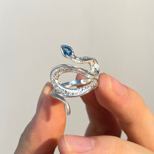 Snake Ring Female Topaz Fashion Personality Cool Wind Men&#039;s Light Luxury Open Adjustable Ring Senior