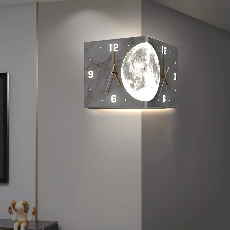 Living Room Luminous Creative Clock Advanced Sense Wall Clock Dining Room Corner Clock LED Light Wall Clock