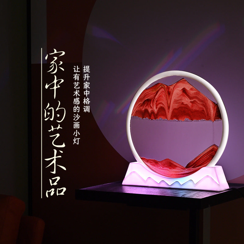 Creative Desktop Sand Painting Night Light LED Bedroom Atmosphere Hourglass Lamp Quicksand Painting Table Lamp Quicksand Lamp