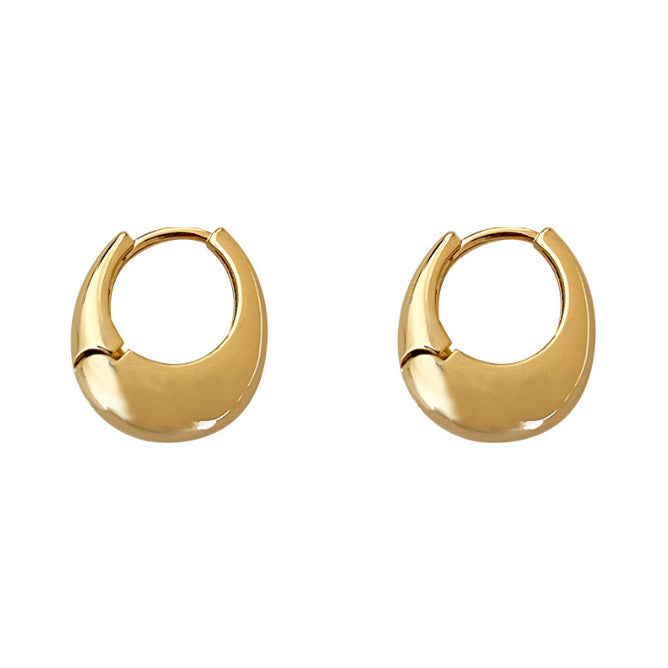 European And American Oval Metallic Ring Earrings Female Niche Design High-grade Sense Cold Style Ear Ring Minimalist All-match Earrings