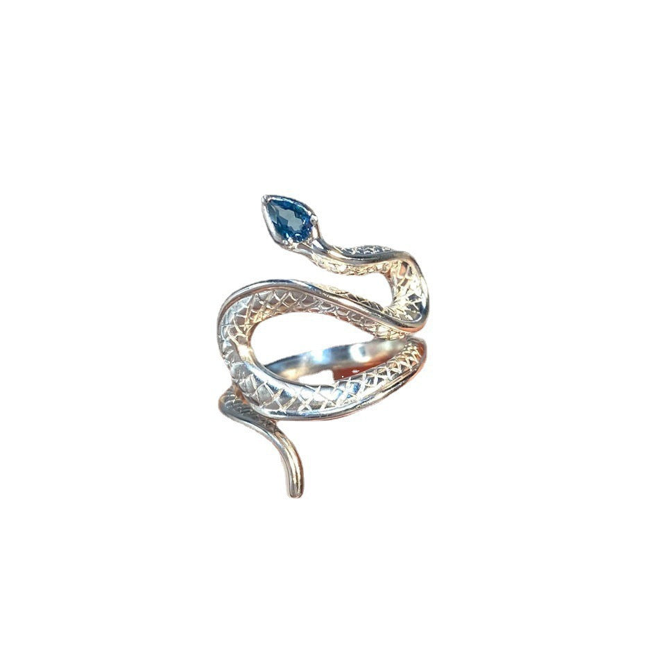 Snake Ring Female Topaz Fashion Personality Cool Wind Men&#039;s Light Luxury Open Adjustable Ring Senior