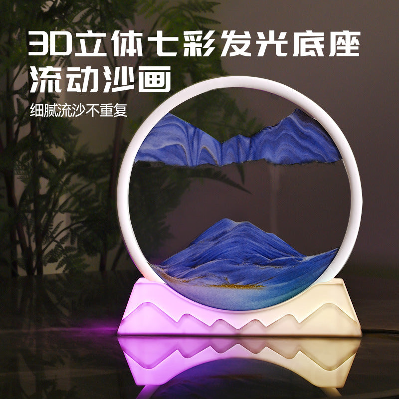 Creative Desktop Sand Painting Night Light LED Bedroom Atmosphere Hourglass Lamp Quicksand Painting Table Lamp Quicksand Lamp