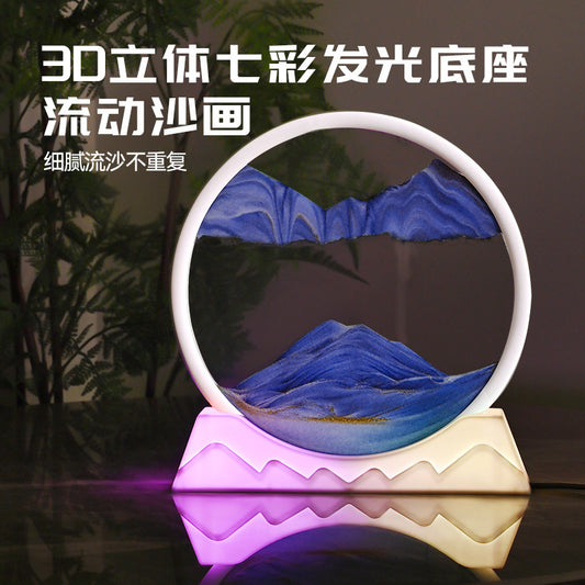 Creative Desktop Sand Painting Night Light LED Bedroom Atmosphere Hourglass Lamp Quicksand Painting Table Lamp Quicksand Lamp