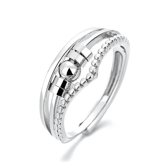 European And American Retro Old Thai Silver Anxiety Ring Three-Ring Smart Finger Ring Multi-Ring Rotating Bead Ring Jewelry For Women