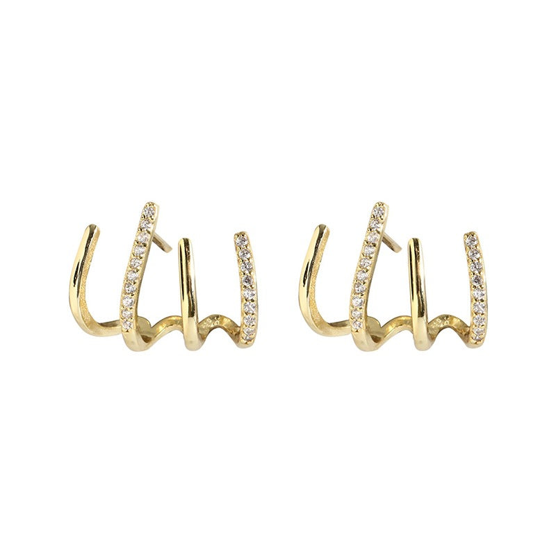 2023 New Trendy Four-Claw Earrings Women&#039;s Spring And Summer Niche Sterling Silver Ear Studs Elegant Design Sense Earrings Advanced Ear Row