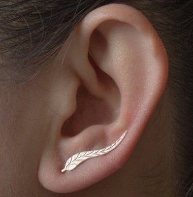 Long Vintage Leaf Stud Earrings